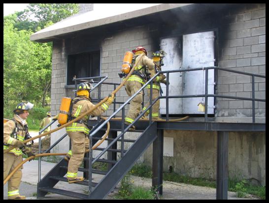 Training with burning buildings